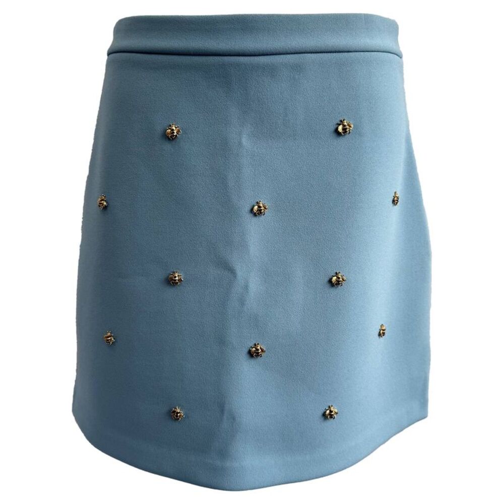 Maje Jizie Bee-Embellished Mini Skirt in Blue Polyester
